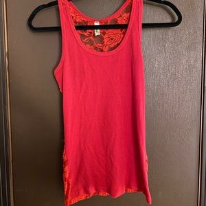 Red tank with lace back